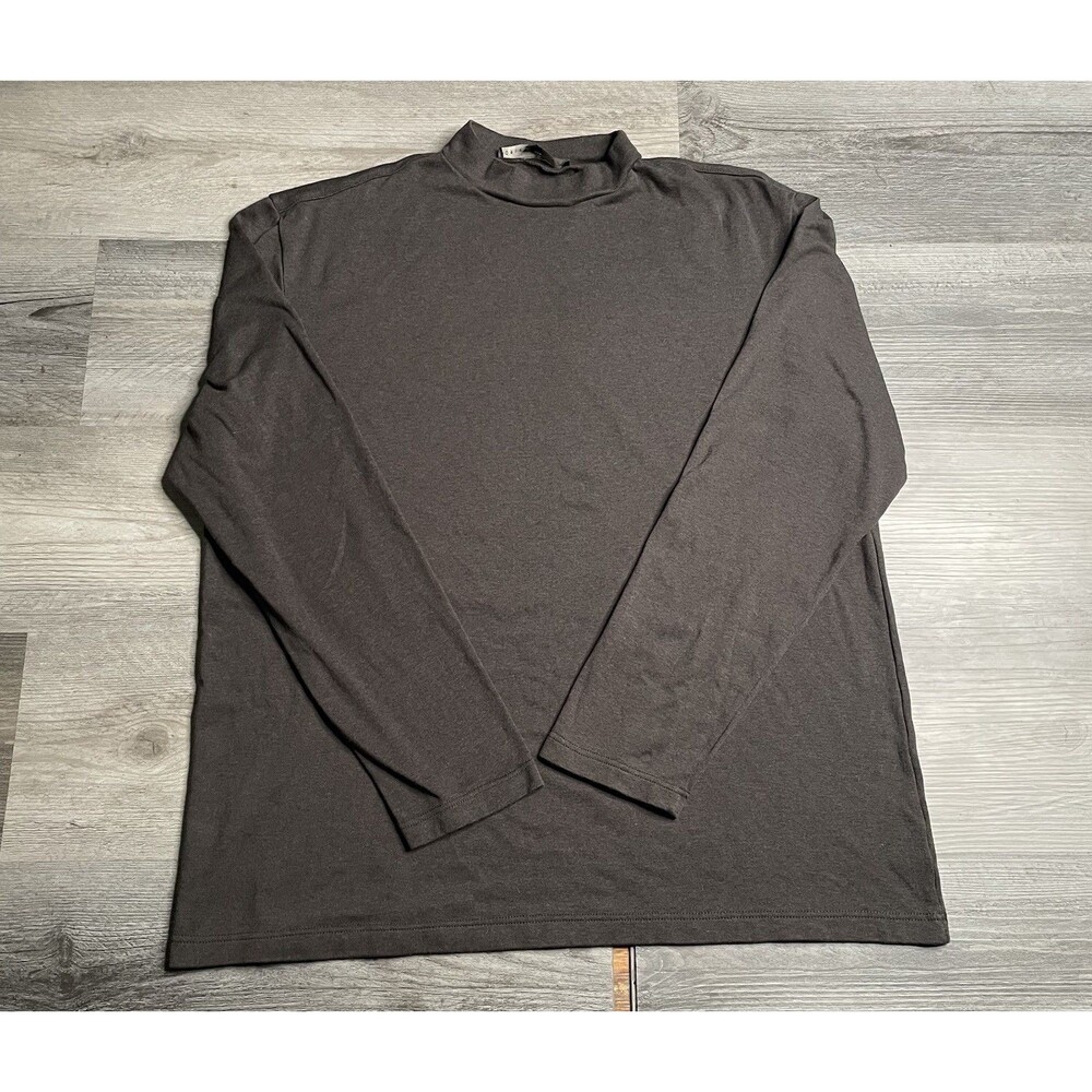 Robert Barakett Sorrell Cotton Lyocell Long-Sleeve High Crew Shirt Dark Brown XL